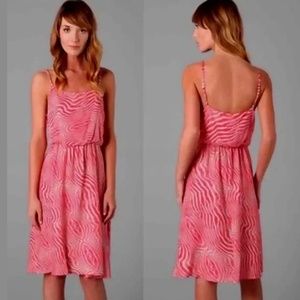 EUC Alice + Olivia Pilar Pink Zebra Print Silk Blouson Tank Dress Size Large